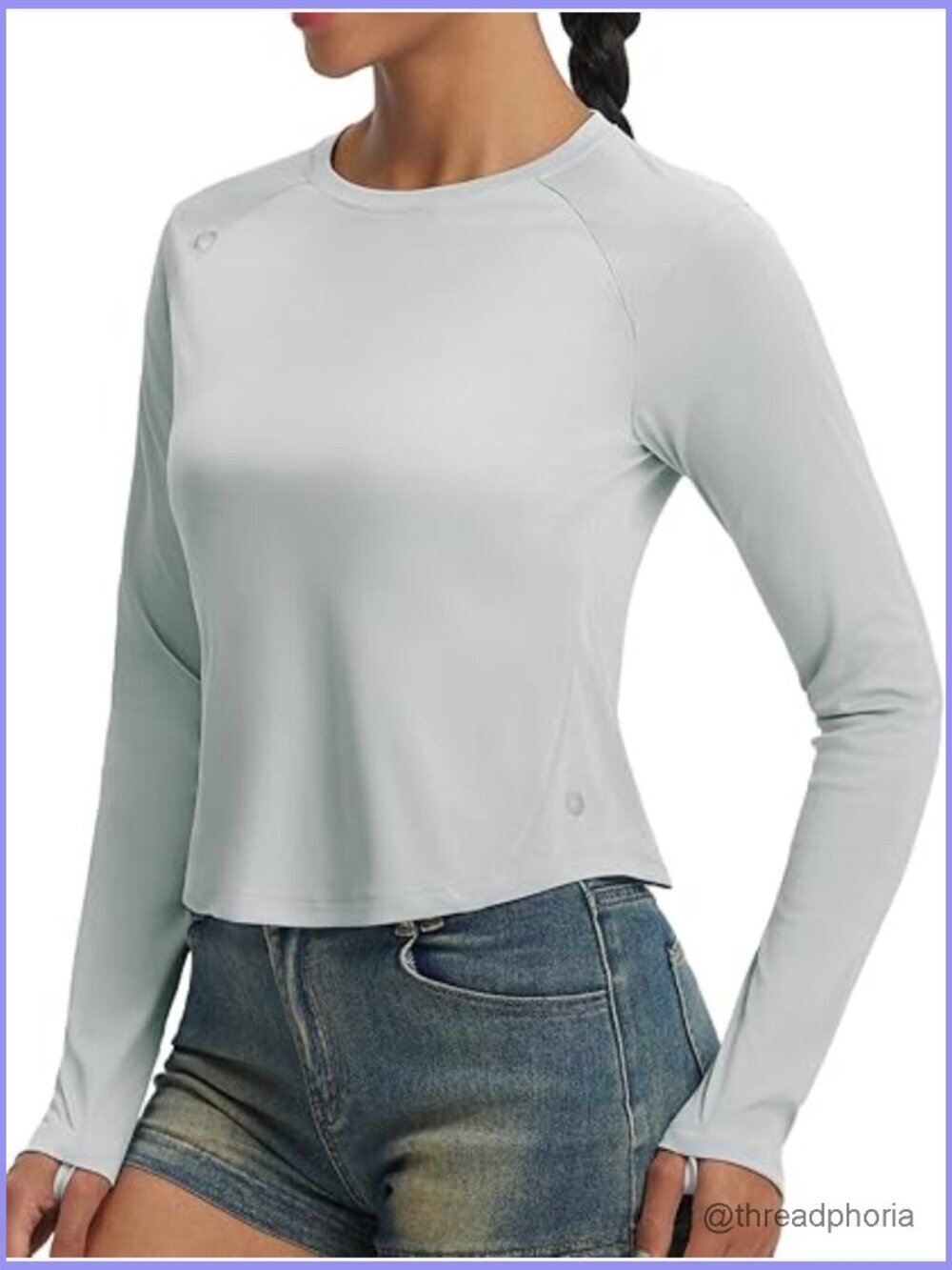 UPF 50+ Long Sleeve Sun Shirt Crop Rash Guard UV Workout Top Slim Fit